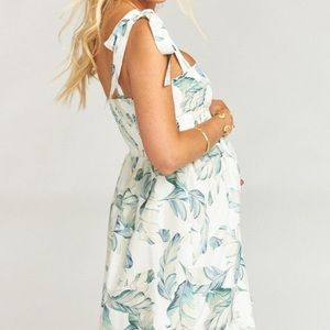 SMYMM Palm Print Sunny Tie Mini Dress Sz Large